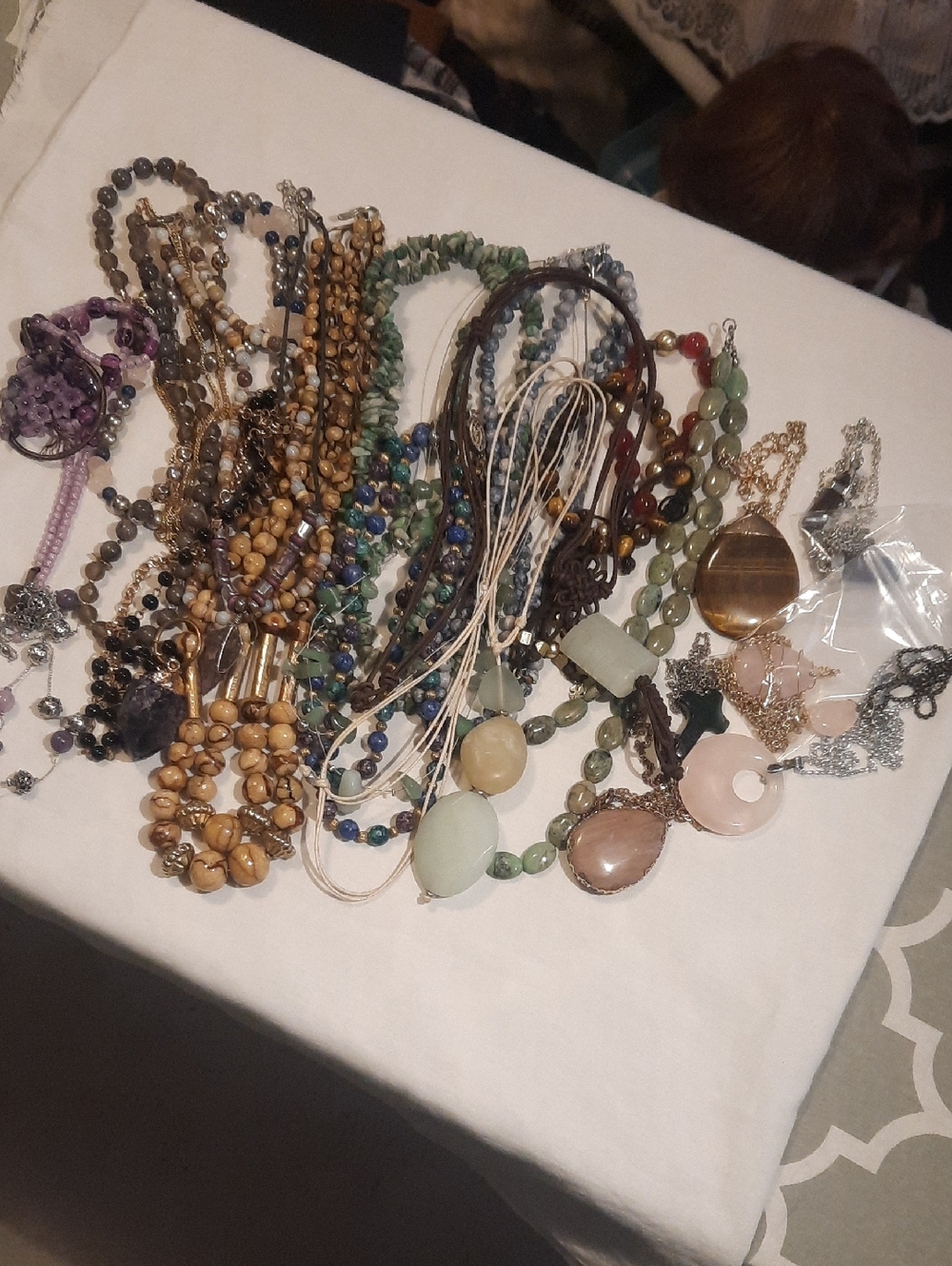 Assorted Women's Beaded Necklace Set in Green, Brown, Pink and Gold